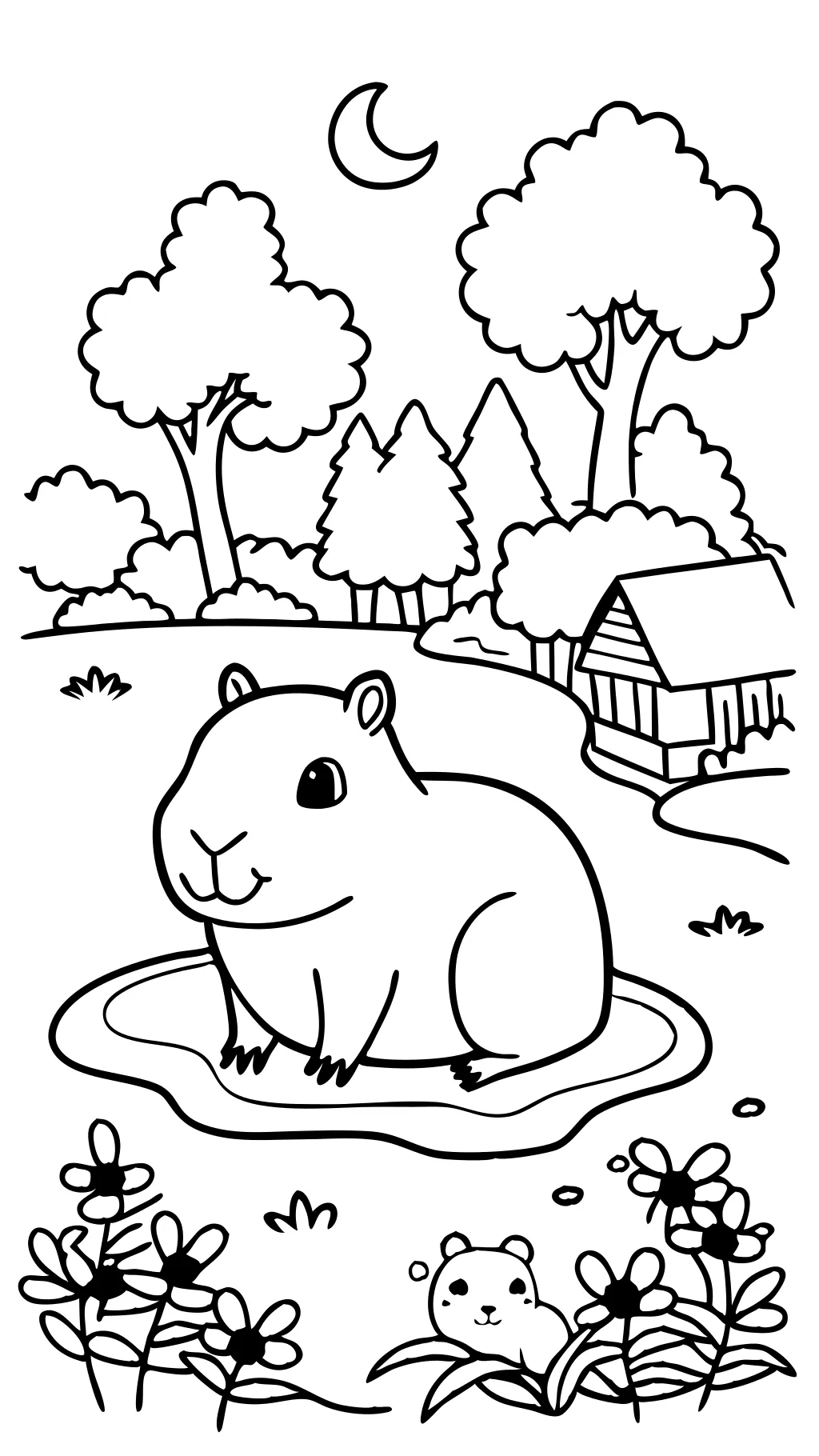 cute capybara coloring pages